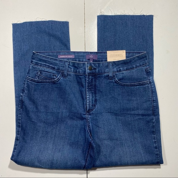 NYDJ Marilyn Straight Lift & Tuck Technology Raw Hem High Rise Jeans NWT Size 14 - Picture 4 of 16